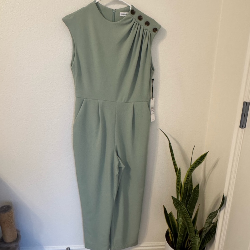 Calvin Klein Asymmetrical Green Romper